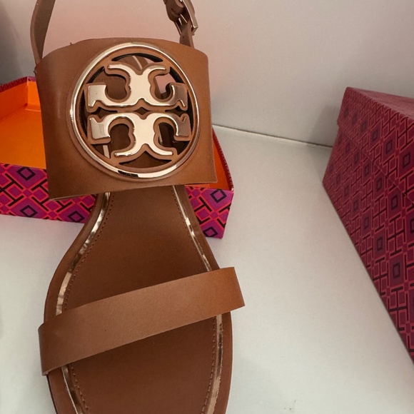 Tory Burch Metal Miller Double Strap Wedge Sandals. Brand New in Box with Bag - Picture 2 of 5